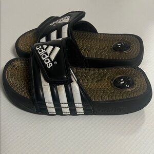 adidas Black and White Kids Slide Sandals